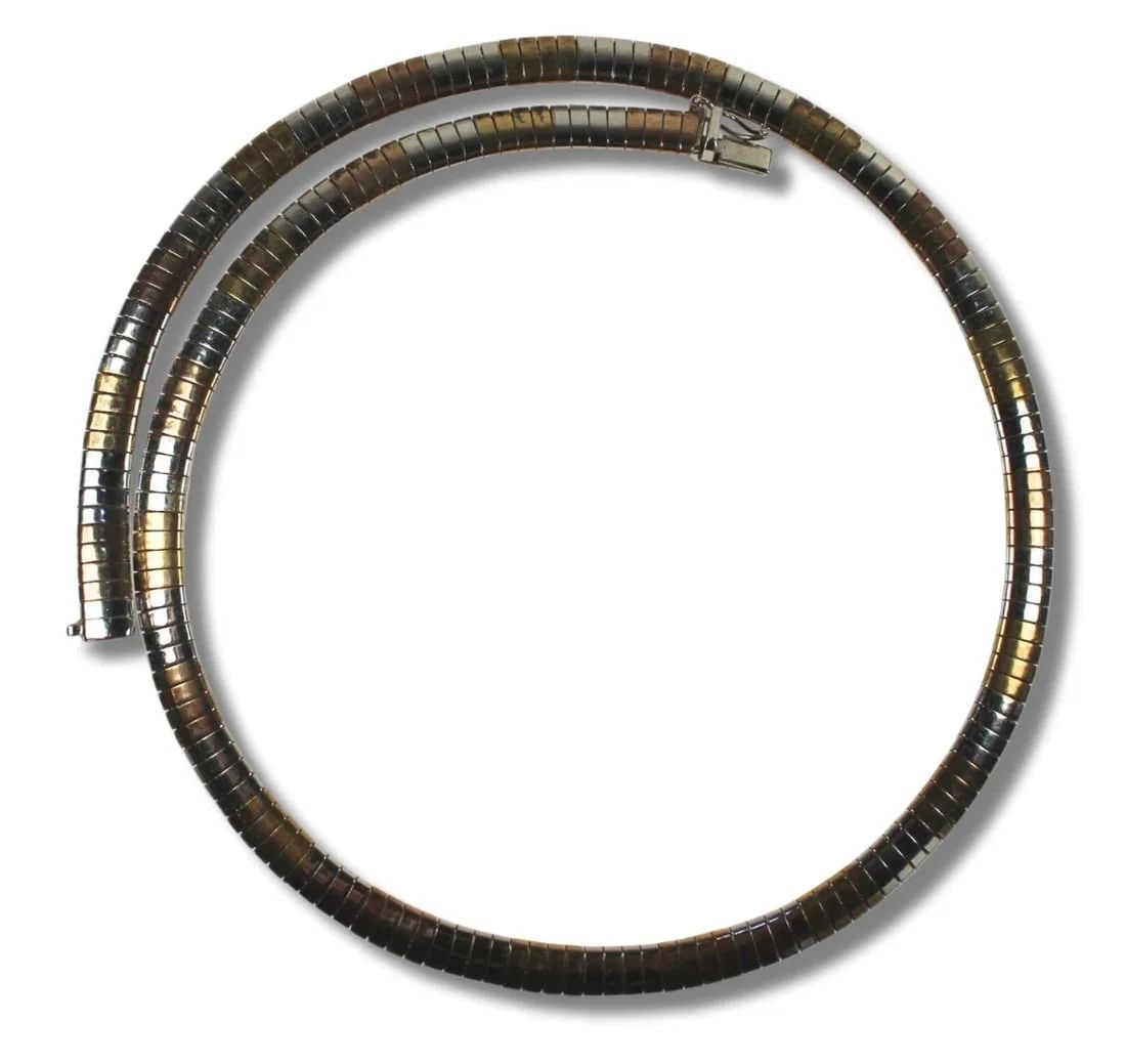 SNAKE LINK NECKLACE IN SILVER-PLATE WITH GOLD-PLATE HIGHLIGHTS: Snake Link Necklace in Silver-plate with Gold-plate highlights
