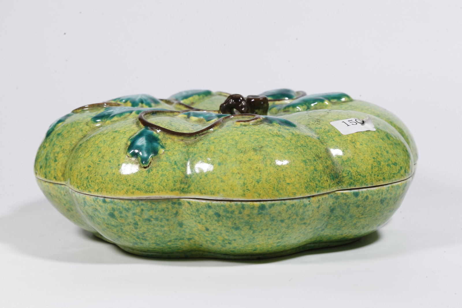 A BIONIC PORCELAIN PUMPKIN-SHAPED COVERED BOX - 4