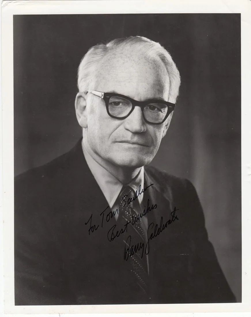 U.S.A. 'BARRY GOLDWATER' SIGNATURE ON PHOTOGRAPH WITH SIGNED LETTER: Signed as a U.S. Senator letter on official United States Senate letterhead dated January 27, 1956MediumPolitical, Republican PartyLiteratureA controversial candidate in the vein of Donald Trump