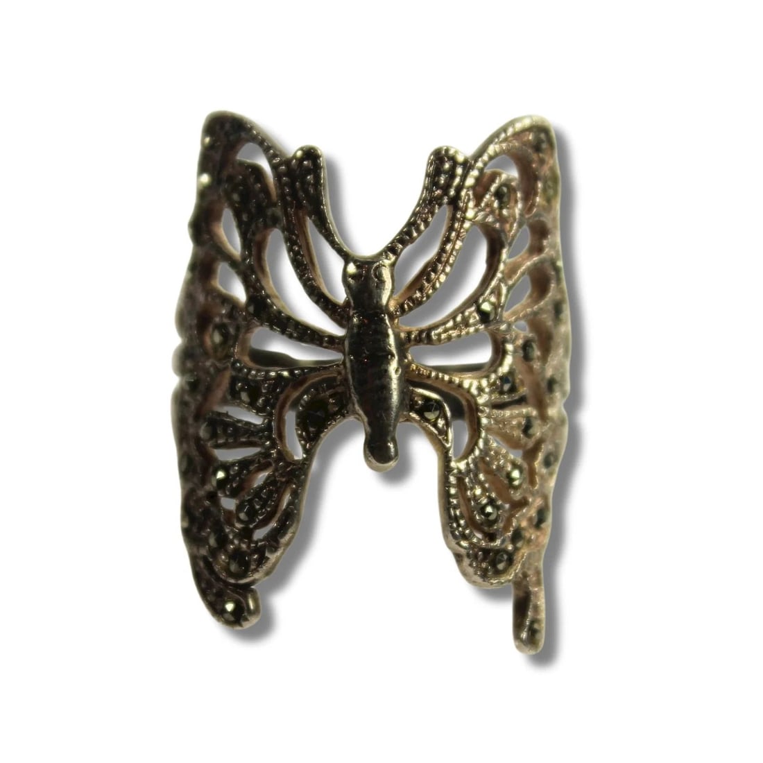 BUTTERFLY RING IN MARCASITE STERLING (925) SILVER: Butterfly Ring in Marcasite Sterling (925) Silver
