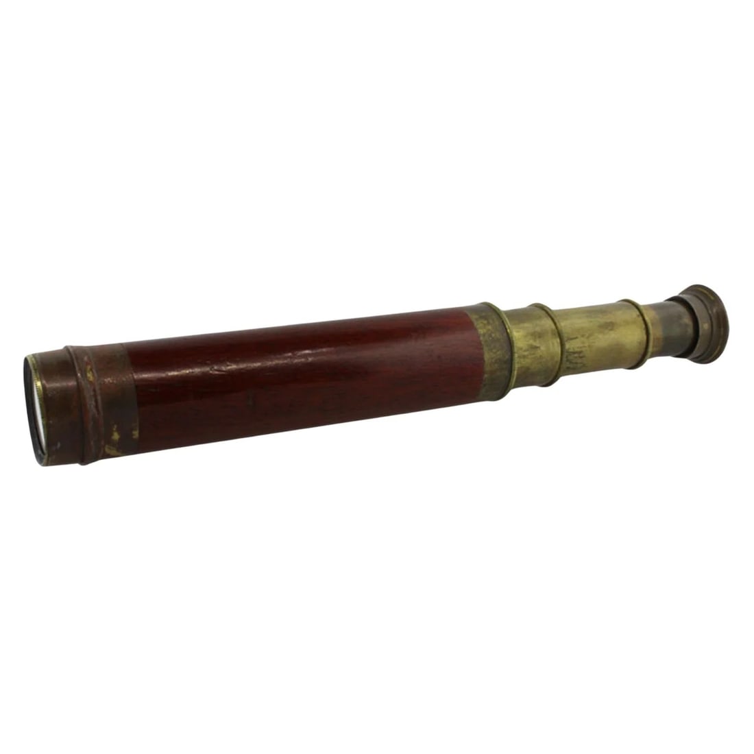 SMALL 19TH CENTURY TELESCOPE IN MAHOGANY AND BRASS (1 of 3)