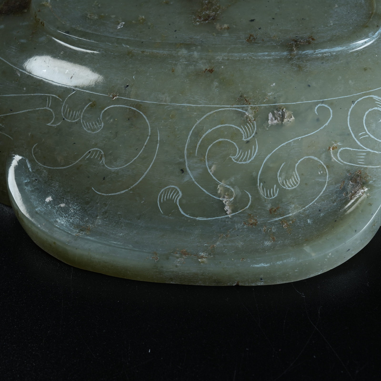 A ANCIENT JADE EAR CUP WITH BEAST PATTERNS - 8