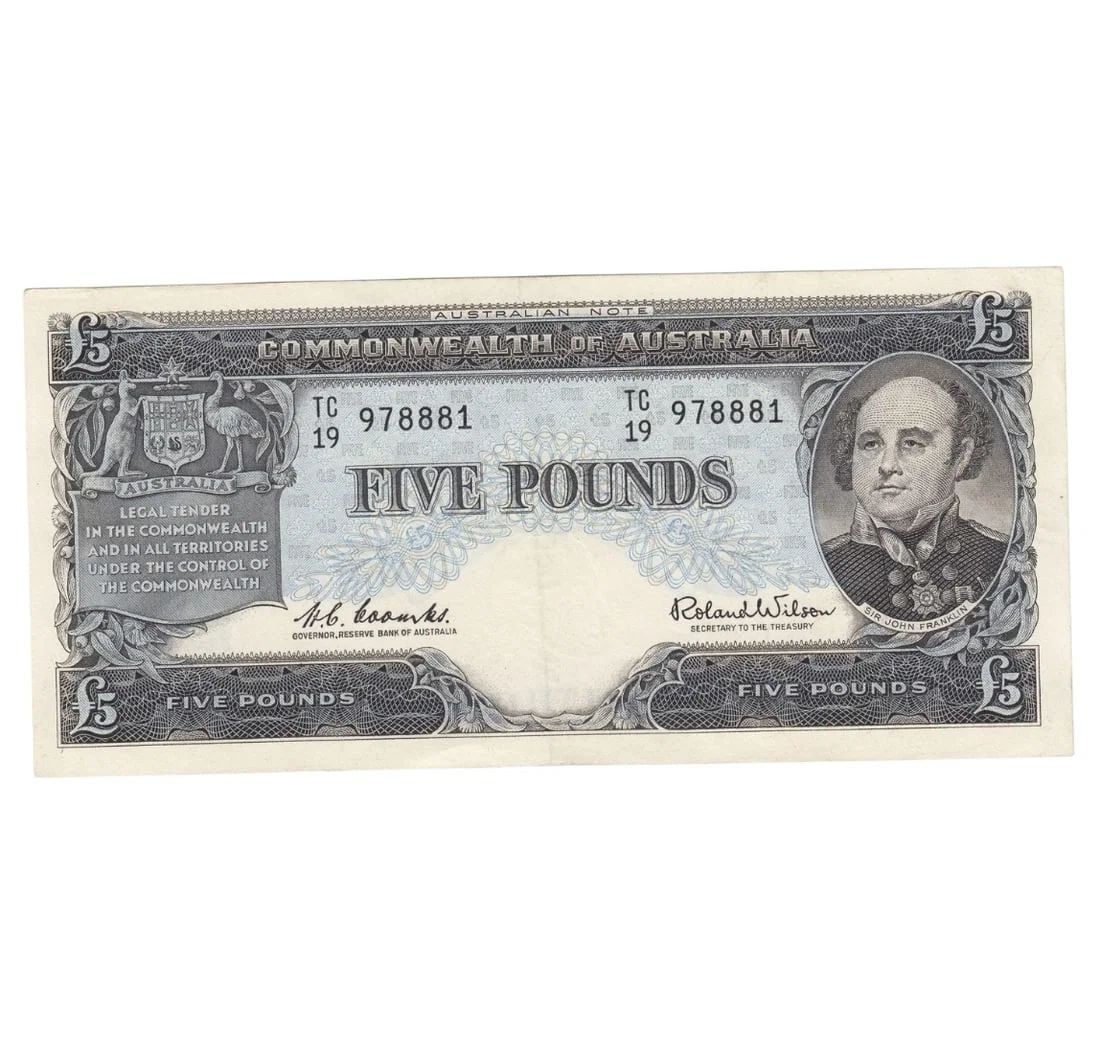 AUSTRALIA 'COOMBS - WILSON' RESERVE ?5 (1960), GOOD EXTREMELY FINE: Australia 'Coombs - Wilson' Reserve ?5 (1960), good Extremely Fine