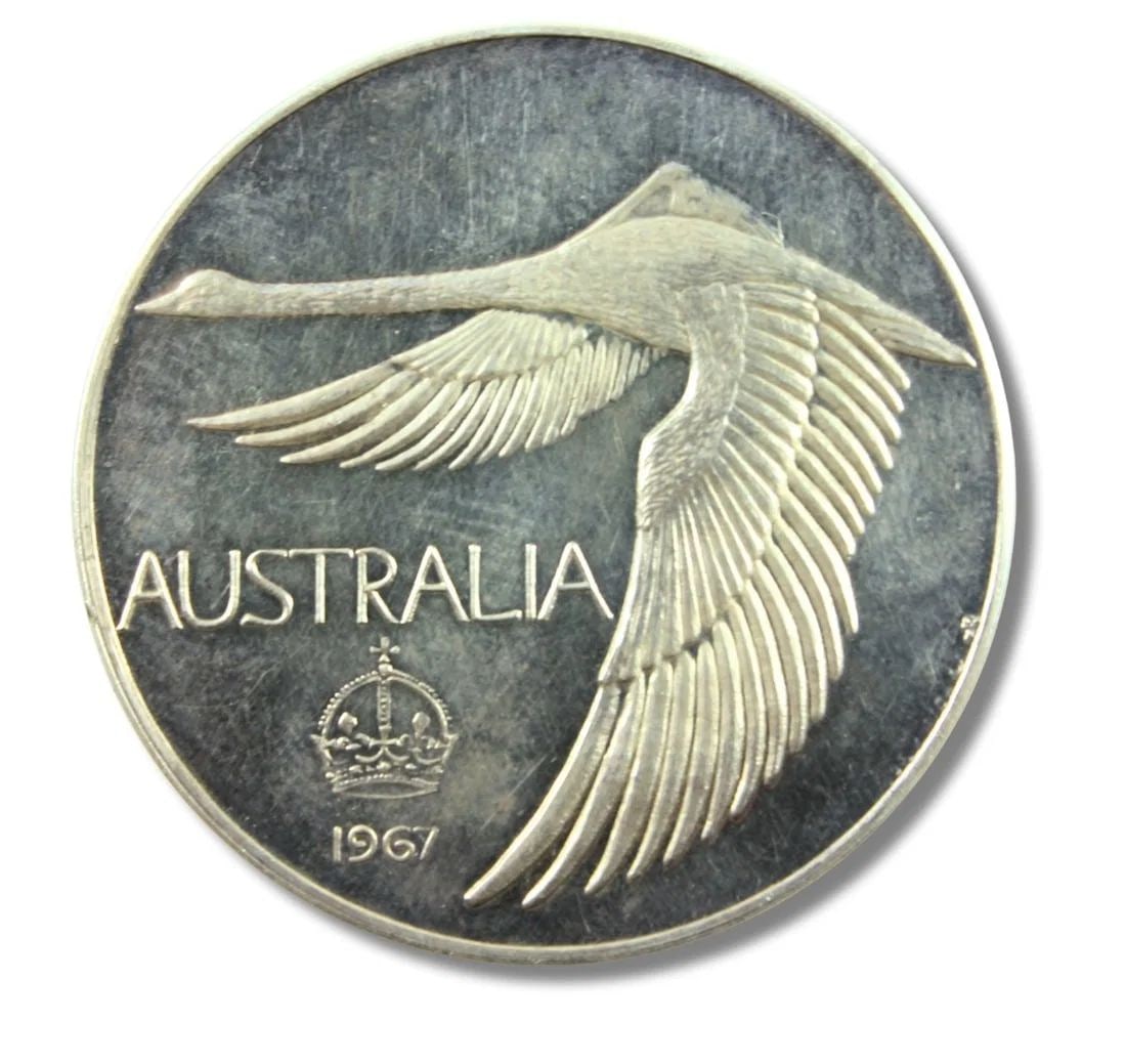 AUSTRALIA 1967 ACR PROOF SILVER (SWAN) DOLLAR SWAN DOLLAR, NEAR FDC (1 of 2)