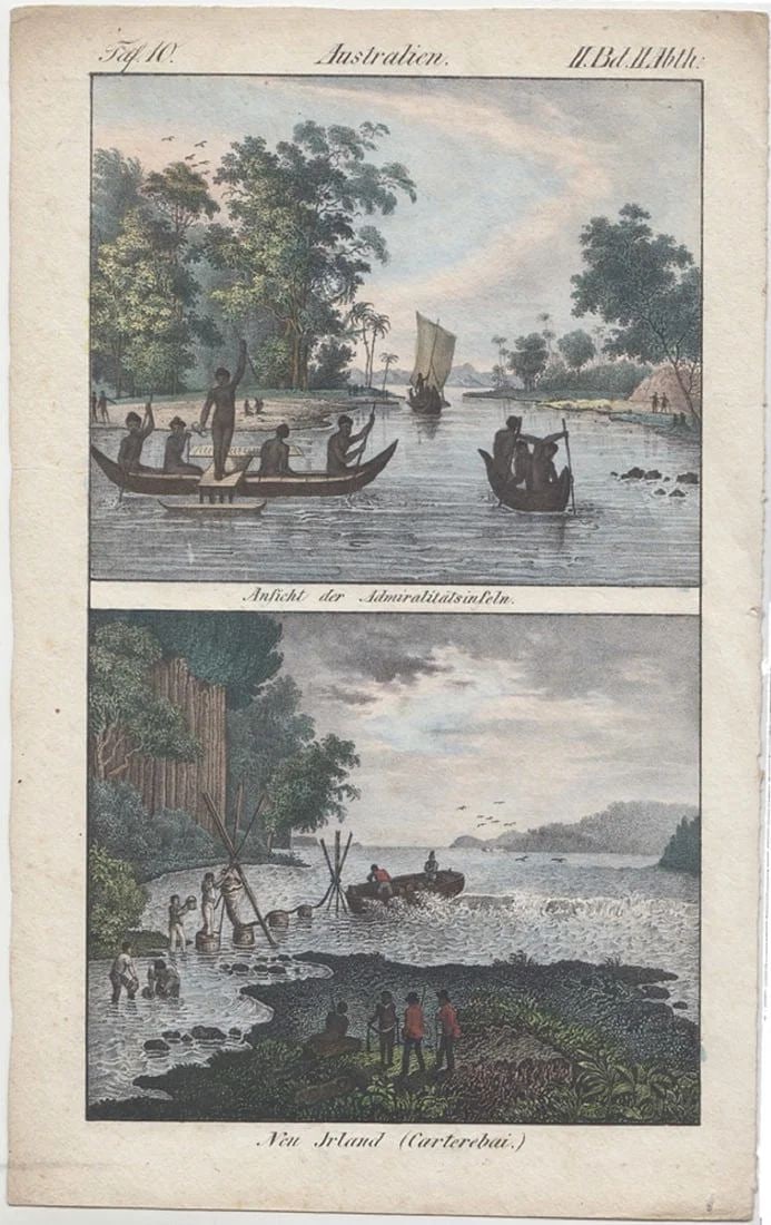 AUSTRALIA RELATED HAND-COLOURED LITHOGRAPH 'A UNIVERSAL GALLERY - PEOPLES OF THE WORLD, VENICE 1841: .Size26x17cmsMediumPrintsExhibitedHistorical