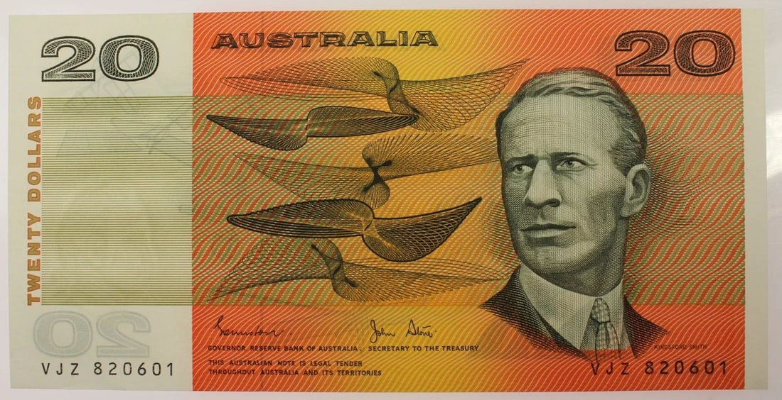 AUSTRALIA 'JOHNSTON - STONE' $20 (1983), UNCIRCULATED OPQ: Renniks# 408 : Serial# VAX 605181ConditionO(riginal) P(aper) Q(uality)MediumCoins, Monies & StampsExhibitedPaper Money, Australia & New Zealand