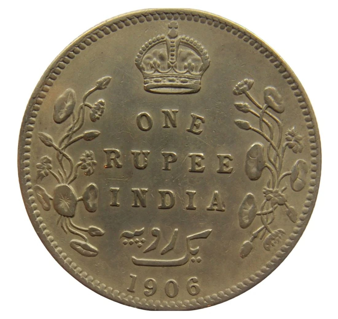 INDIA 1906 SILVER RUPEE (1 of 2)