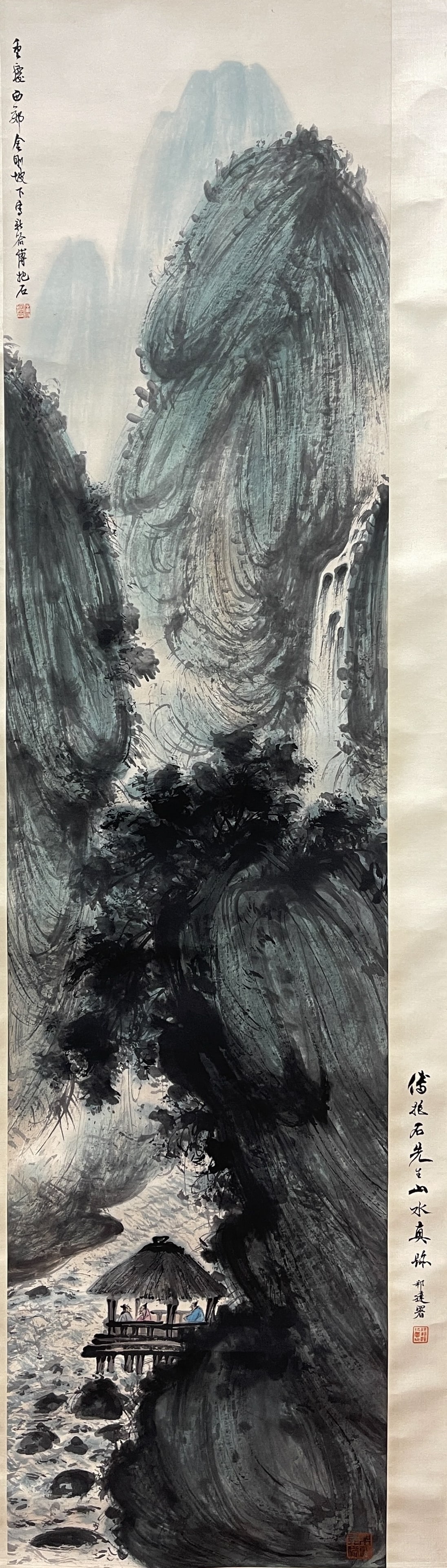 A LANDSCAPE ON PAPER BY FU BAOSHI, HANGING SCROLL.傅抱石: Landscape on Paper by Fu Baoshi, Hanging Scroll.傅抱石