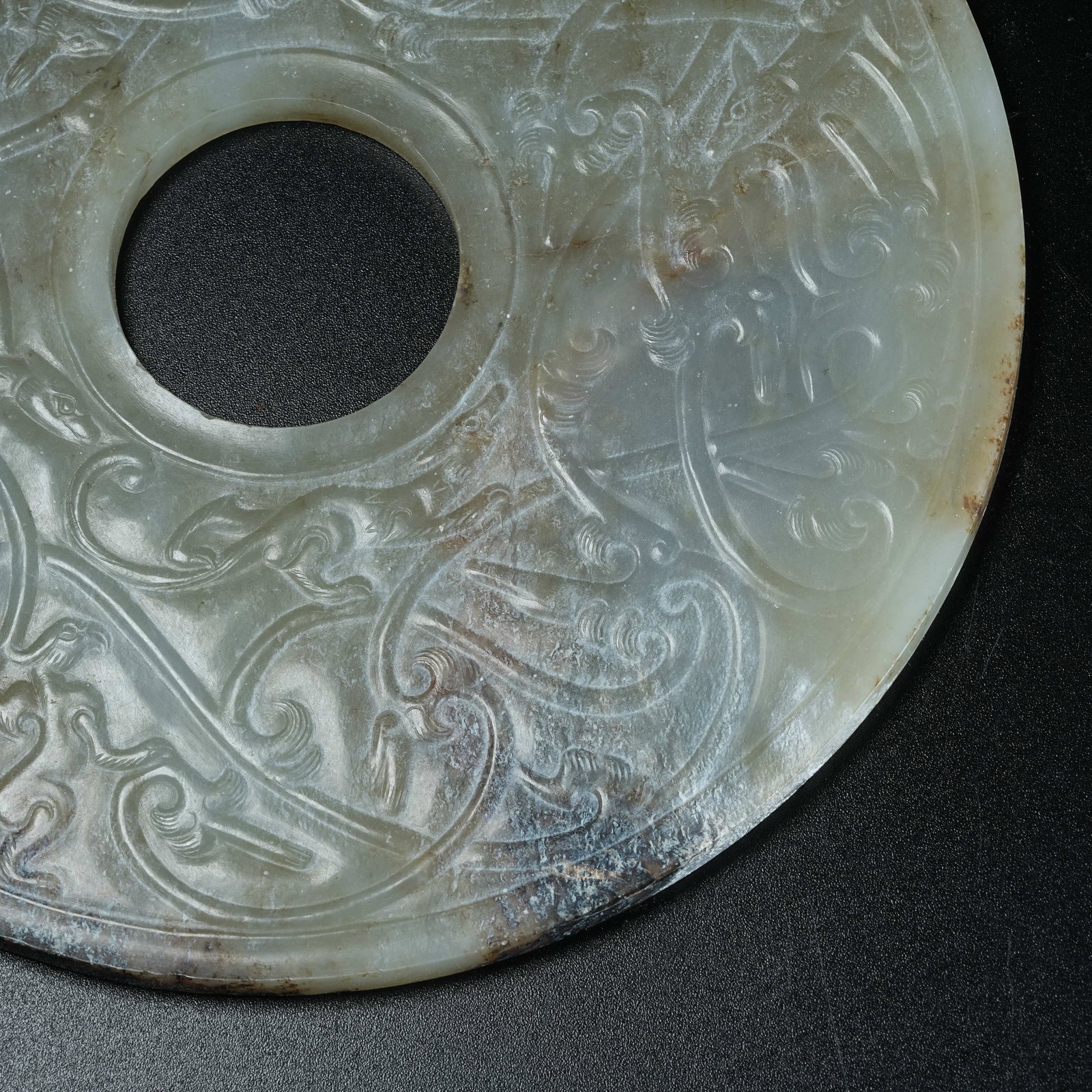 A ARCHAIC JADE BI DISC WITH BEAST PATTERN - 2