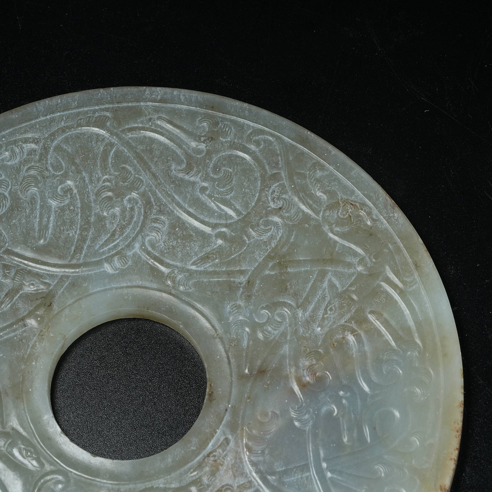 A ARCHAIC JADE BI DISC WITH BEAST PATTERN - 3