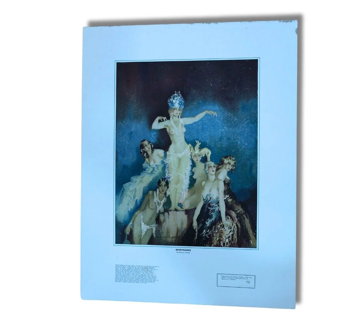 ORIGINAL 1934 WILLIAM HACKETT LITHOGRAPH OF 'BENEVOLENCE' BY NORMAN LINDSAY (AUSTRALIAN, 1879-1969): Original 1934 William Hackett Lithograph of 'Benevolence' by Norman Lindsay (Australian, 1879-1969)