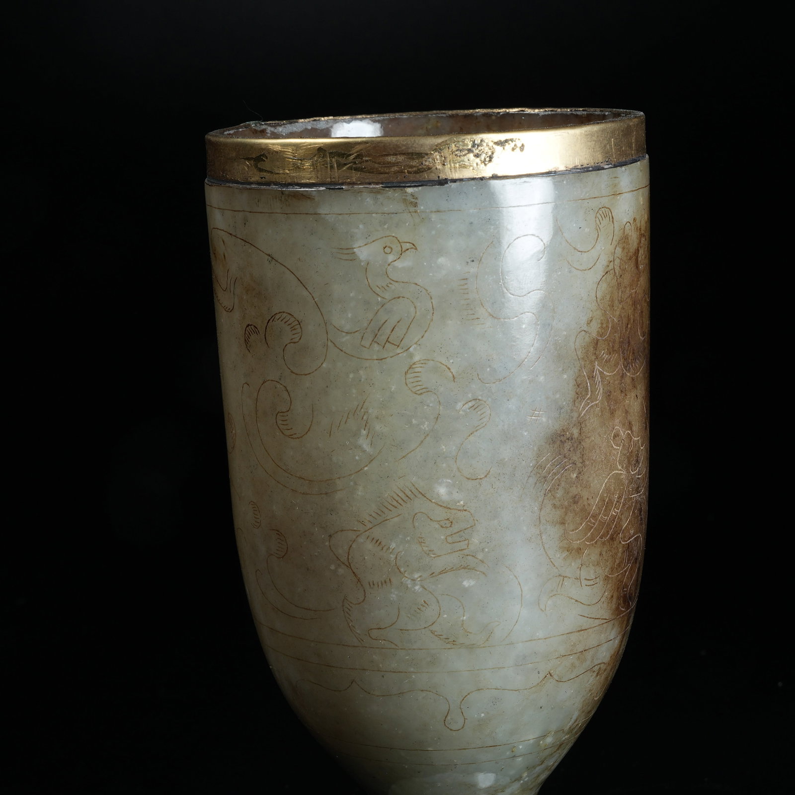 A ANCIENT JADE CUP WITH DRAGON PATTERNS - 5