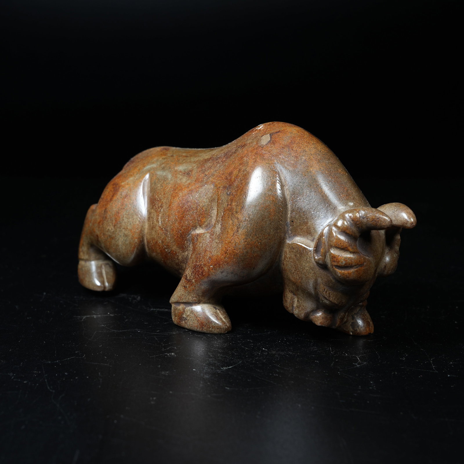 A ARCHAIC JADE BULL ORNAMENT: Archaic Jade Bull Ornament
