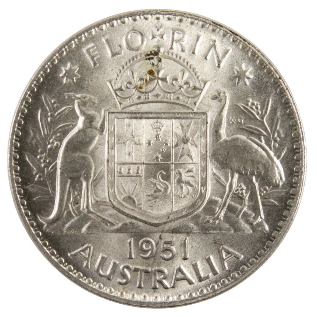 AUSTRALIA 1951 SILVER (500) FLORIN, UNCIRCULATED (1 of 2)