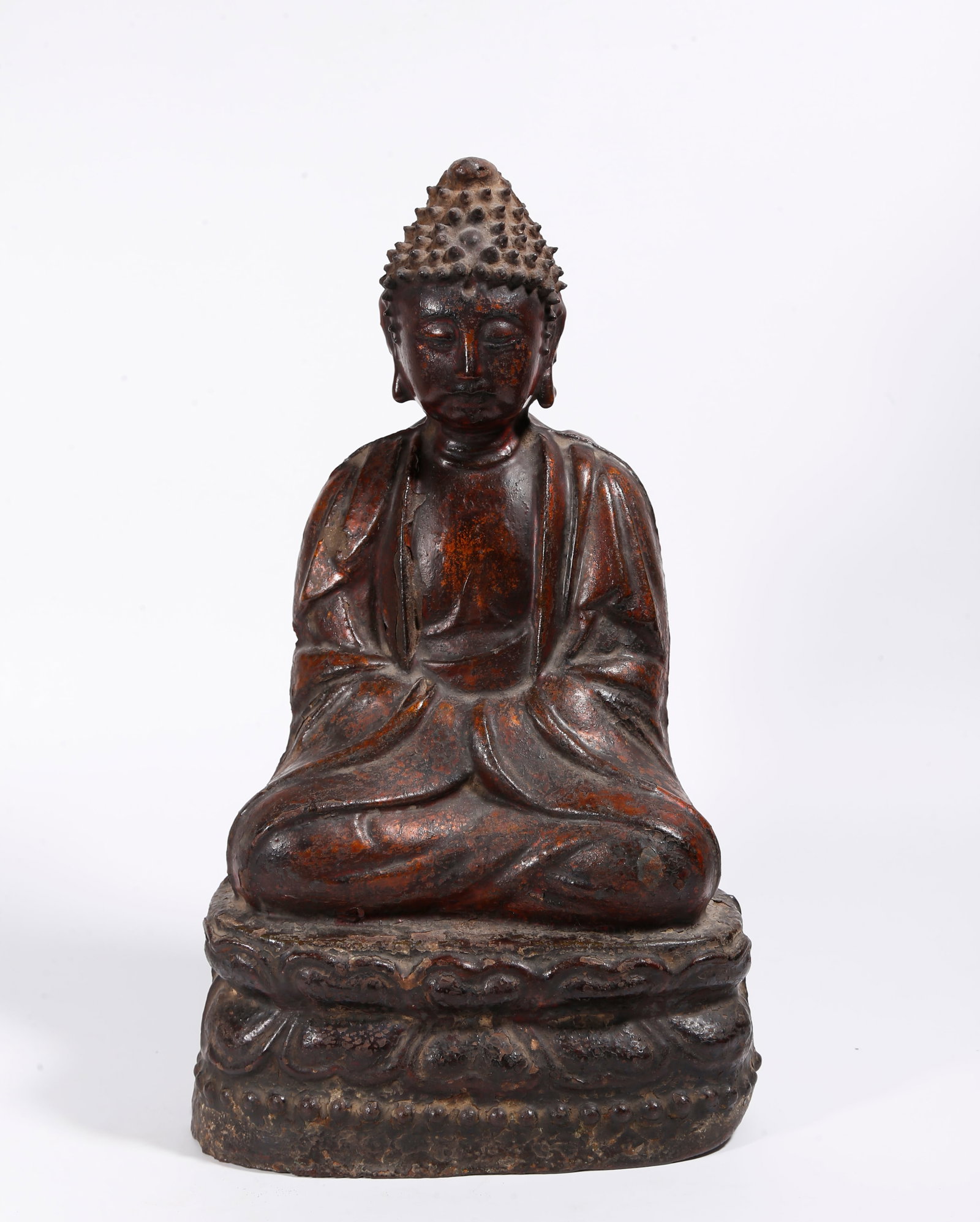 A IRON LACQUERED GOLD AMITABHA BUDDHA STATUE (1 of 9)