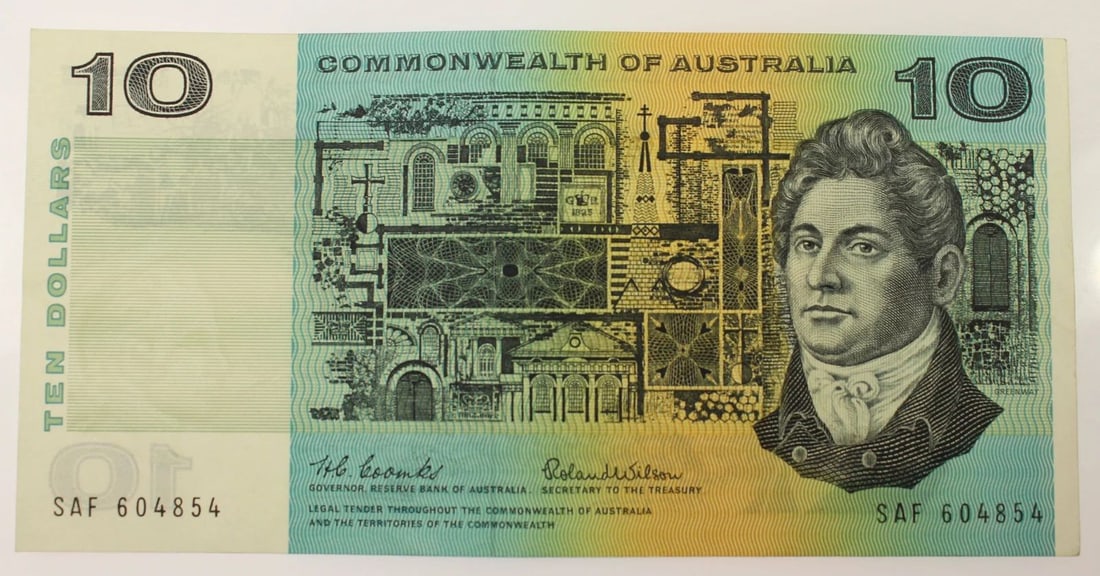AUSTRALIA 'COOMBS - WILSON' $10 (1966), VIRTUALLY UNCIRCULATED OPQ: Renniks# 301 : Serial# SAF 604854ConditionO(riginal) P(aper) Q(uality)MediumCoins, Monies & StampsExhibitedPaper Money, Australia & New Zealand