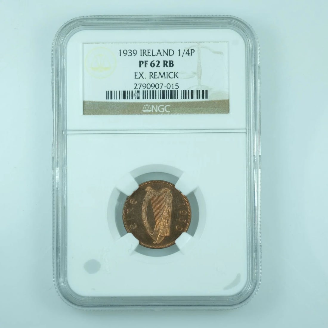 IRELAND 1939 PROOF FARTHING, NGC PF62 RB (POP 1) (1 of 2)