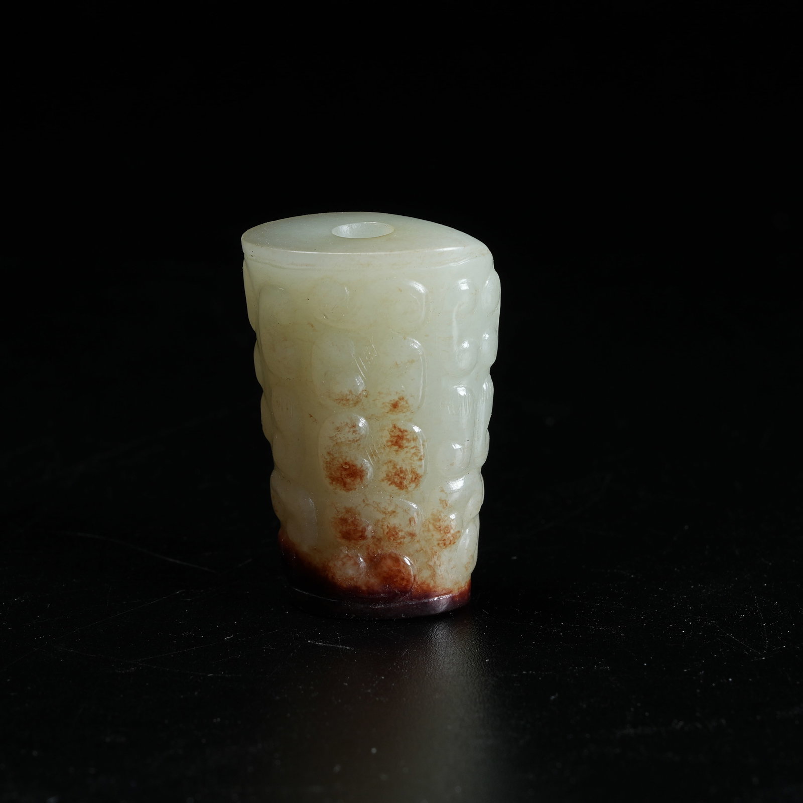 A ARCHAIC JADE TUBE BEAD: Archaic Jade Tube Bead
