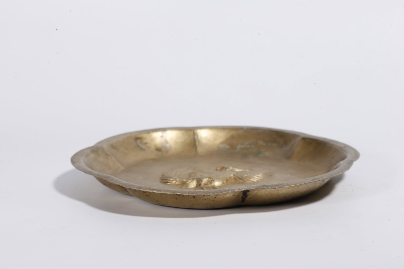 A GILT SILVER PLATE WITH PHOENIX PATTERN - 7