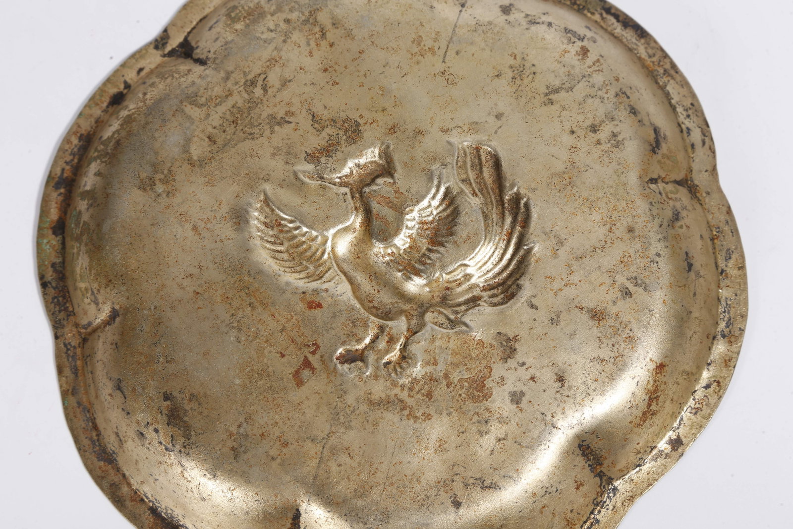 A GILT SILVER PLATE WITH PHOENIX PATTERN - 9
