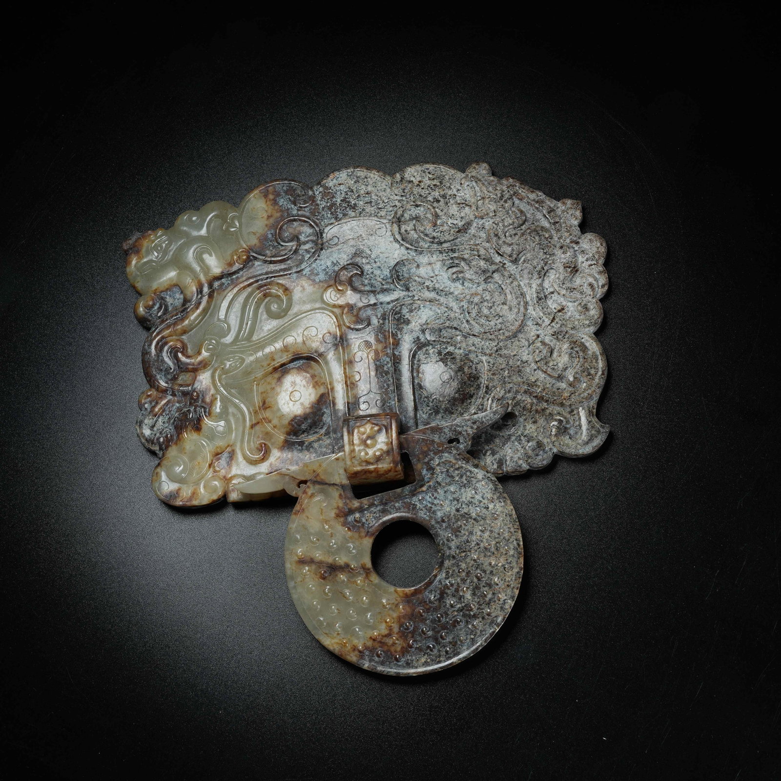 A ARCHAIC JADE BEAST MASK DOOR KNOCKER (1 of 9)