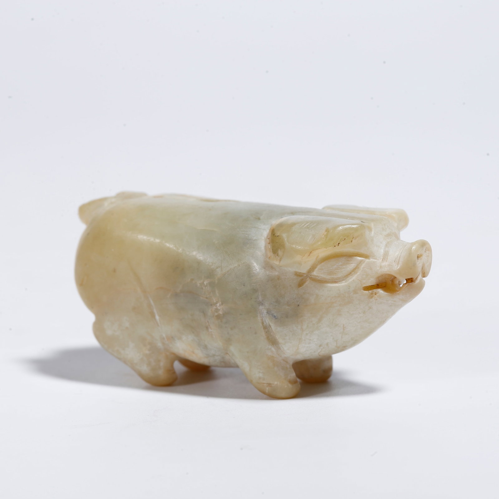 A ARCHAIC JADE PIG-SHAPED ORNAMENT: Archaic Jade Pig-Shaped Ornament