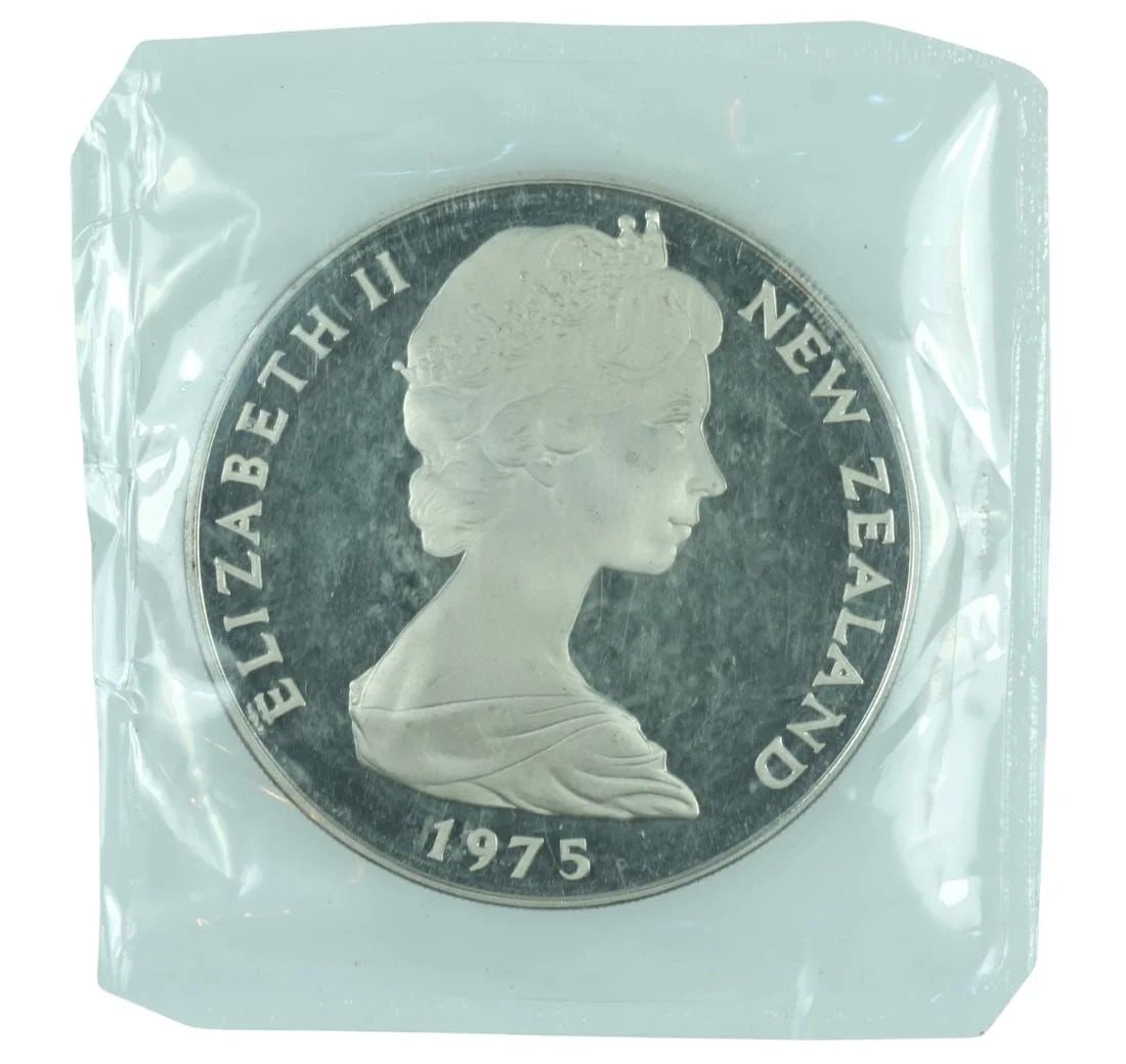 NEW ZEALAND 1975 CU-NI PROOF FERN DOLLAR, FDC (1 of 2)