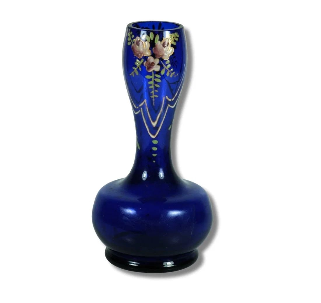 VICTORIAN COBALT POSEY WITH ENAMELLED FLORAL DESIGN (1 of 3)