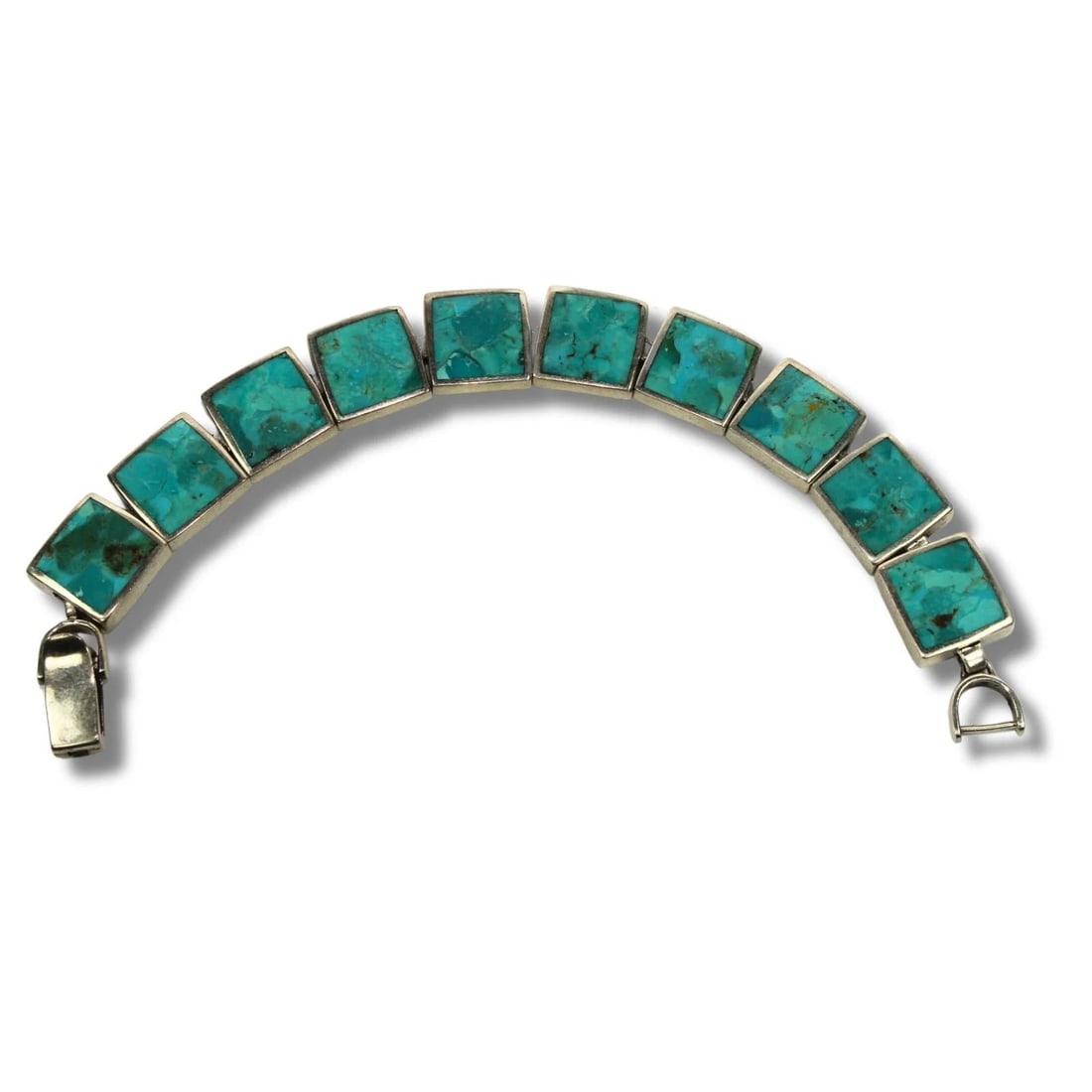 HEAVY STERLING SILVER (925) TURQUOISE BRACELET: Heavy Sterling Silver (925) Turquoise Bracelet