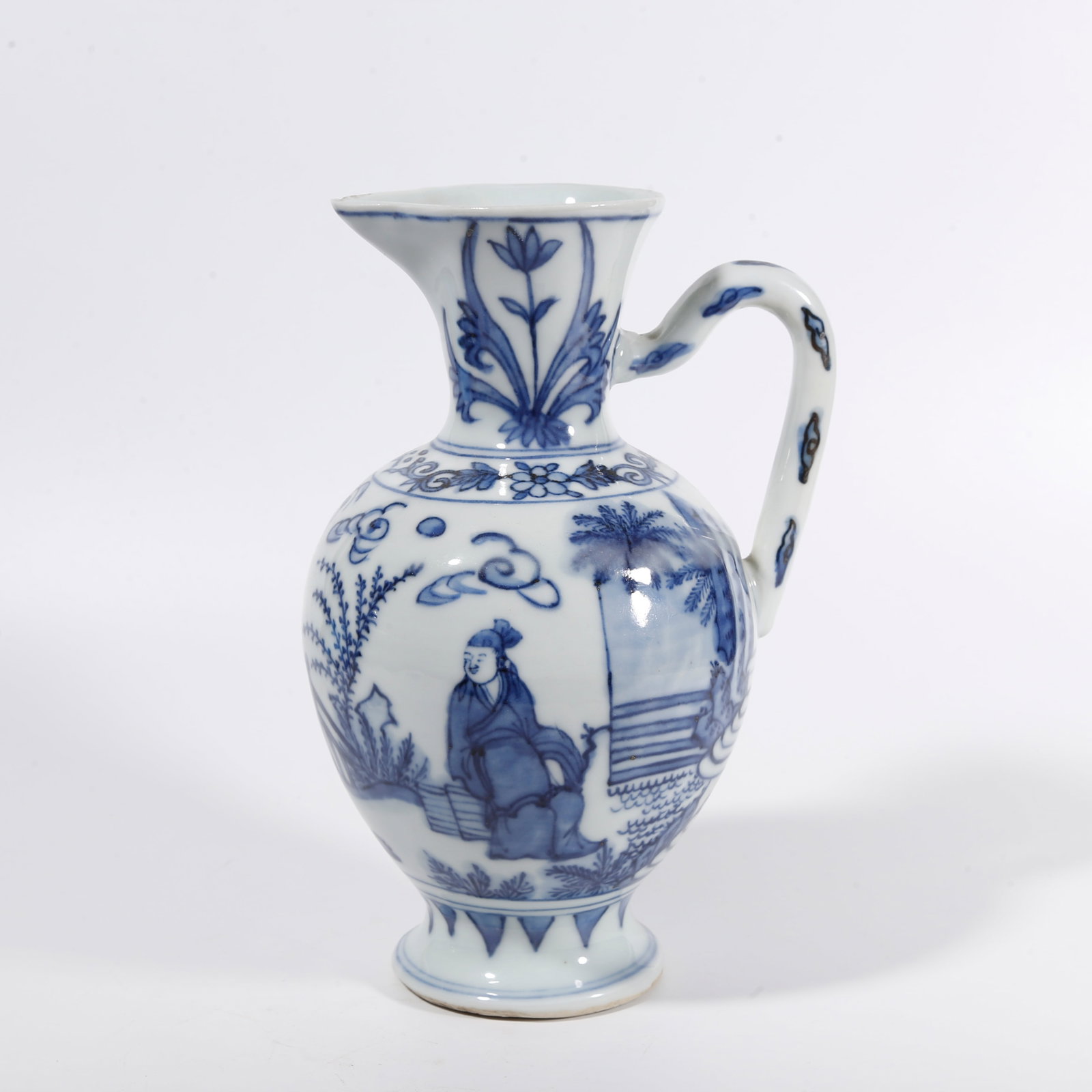 A BLUE AND WHITE EWER PAINTED WITH FIGURE STORIES (1 of 9)