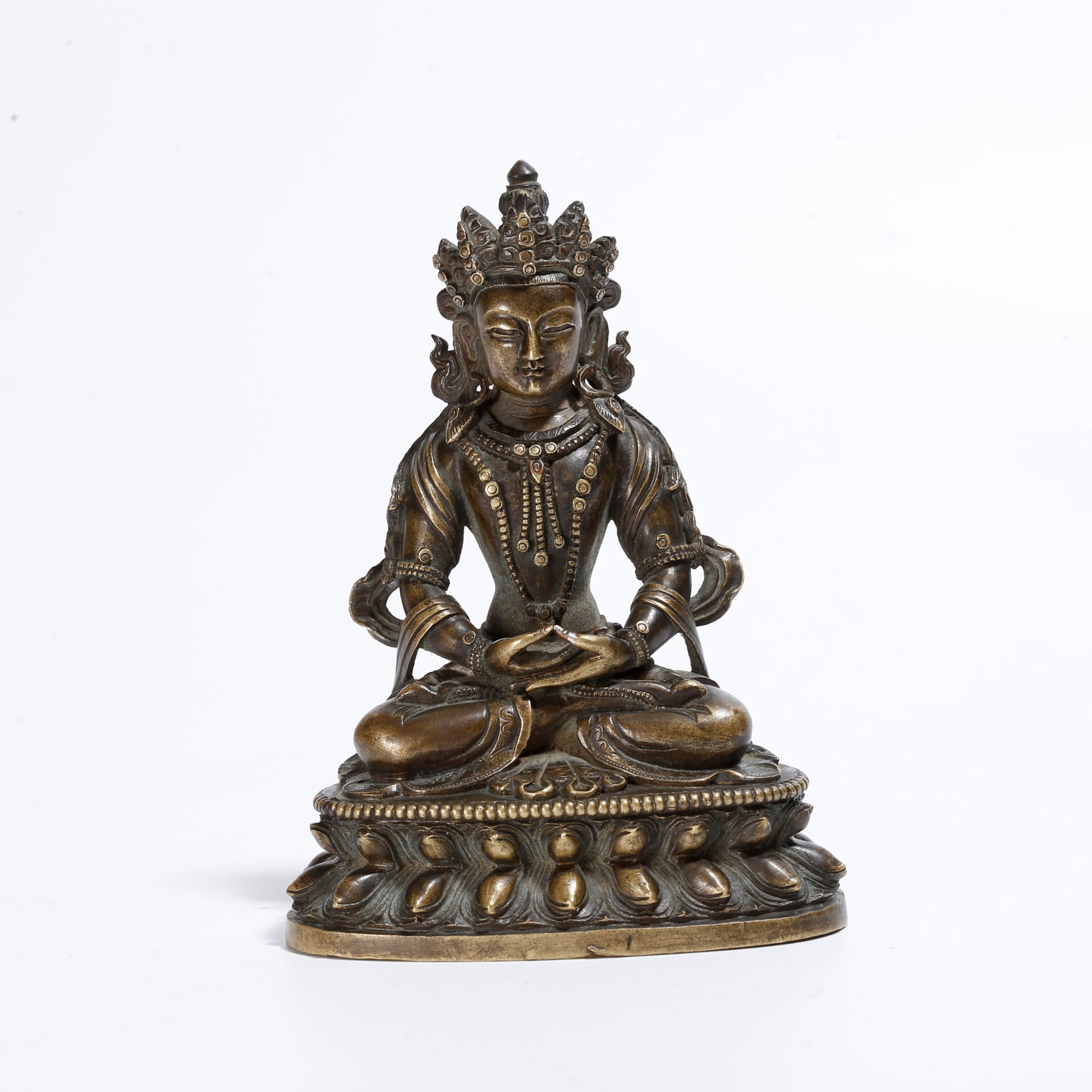A BRONZE STATUE OF AMITAYUS: Bronze Statue of Amitayus