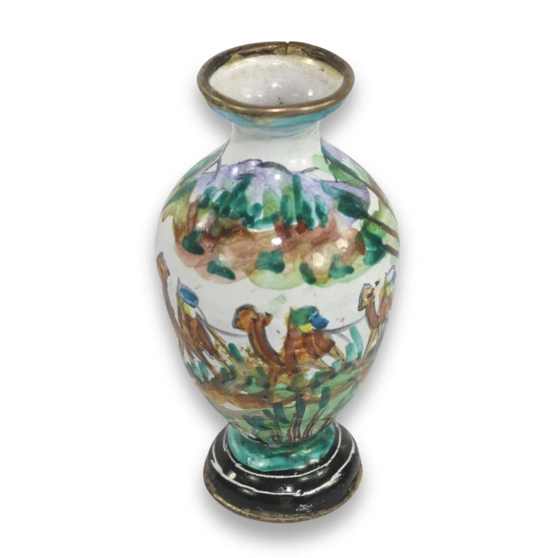 PERSIAN HAND-PAINTED ENAMEL MINIATURE VASE (1 of 4)