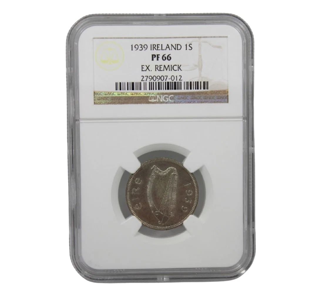 IRELAND 1939 PROOF SHILLING, NGC PF66 (2) - HIGHEST THIRD-PARTY GRADE (1 of 2)