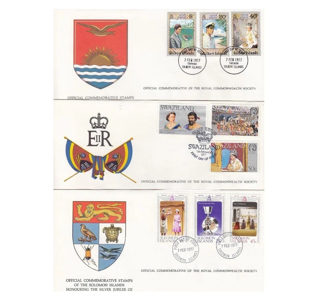COMMONWEALTH NATIONS 1977 QUEEN'S SILVER JUBILEE FIRST DAY COVERS, AS ISSUED (26 DIFFERENT) (1 of 1)