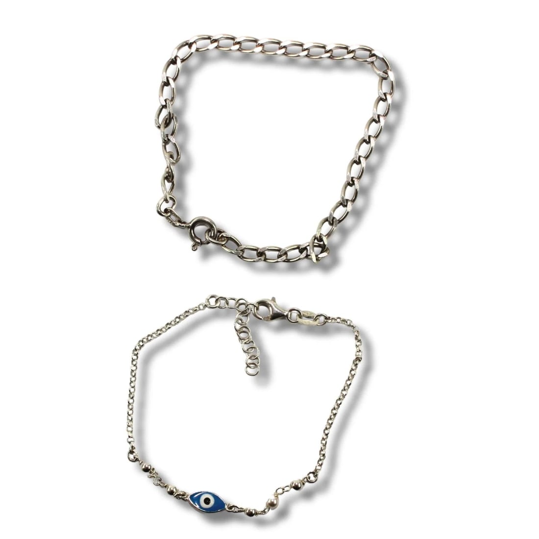 BRACELETS IN STERLING (925) SILVER ONE FEATURING THE EVIL EYE (2 ITEMS): Bracelets in Sterling (925) Silver one featuring the Evil Eye (2 items)