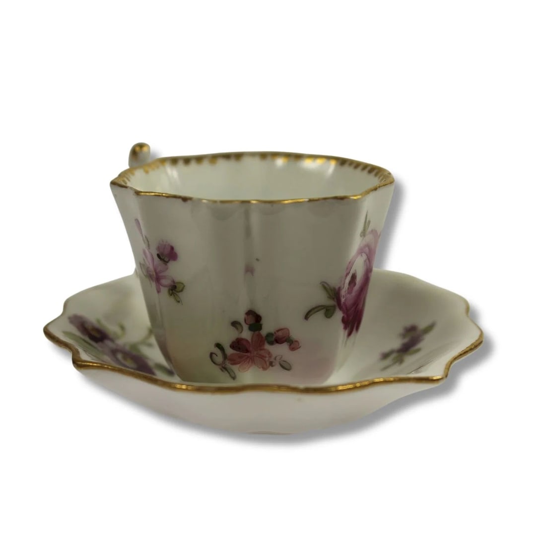 19TH CENTURY DRESDEN MINIATURE HAND PAINTED CUP & SAUCER BY HELENA WOLFSOHN (1 of 4)