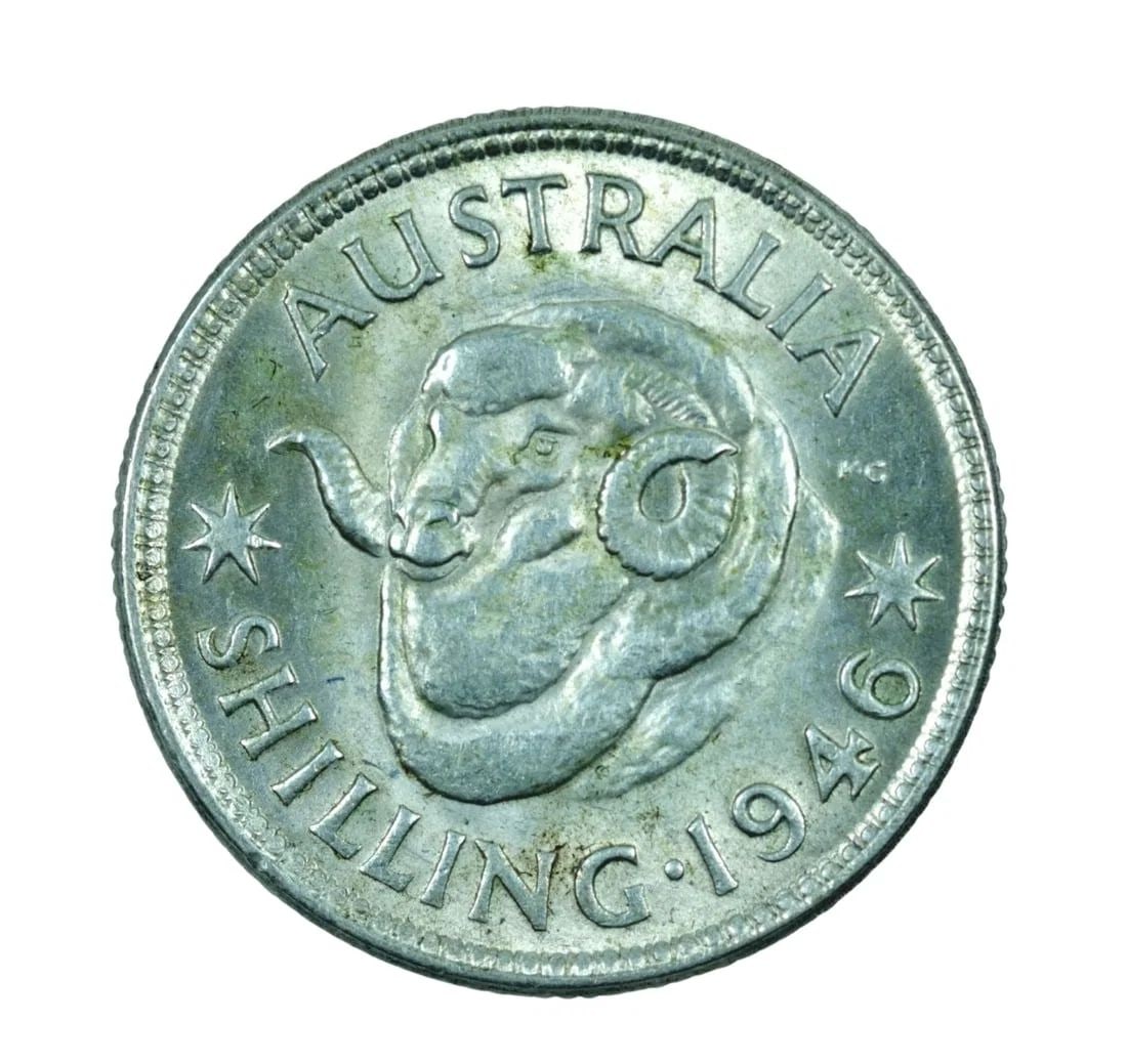 AUSTRALIA 1946 SILVER (500) SHILLING, CHOICE UNCIRCULATED (1 of 2)