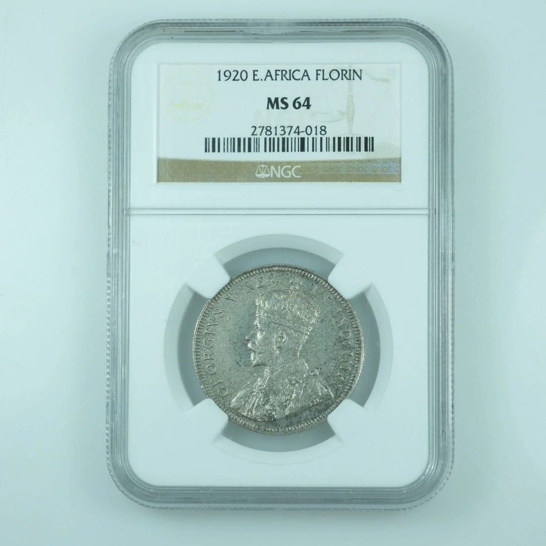 BRITISH EAST AFRICA 1920 (A?) TWO SHILLING NGC MS64: British East Africa 1920 (A?) Two Shilling NGC MS64