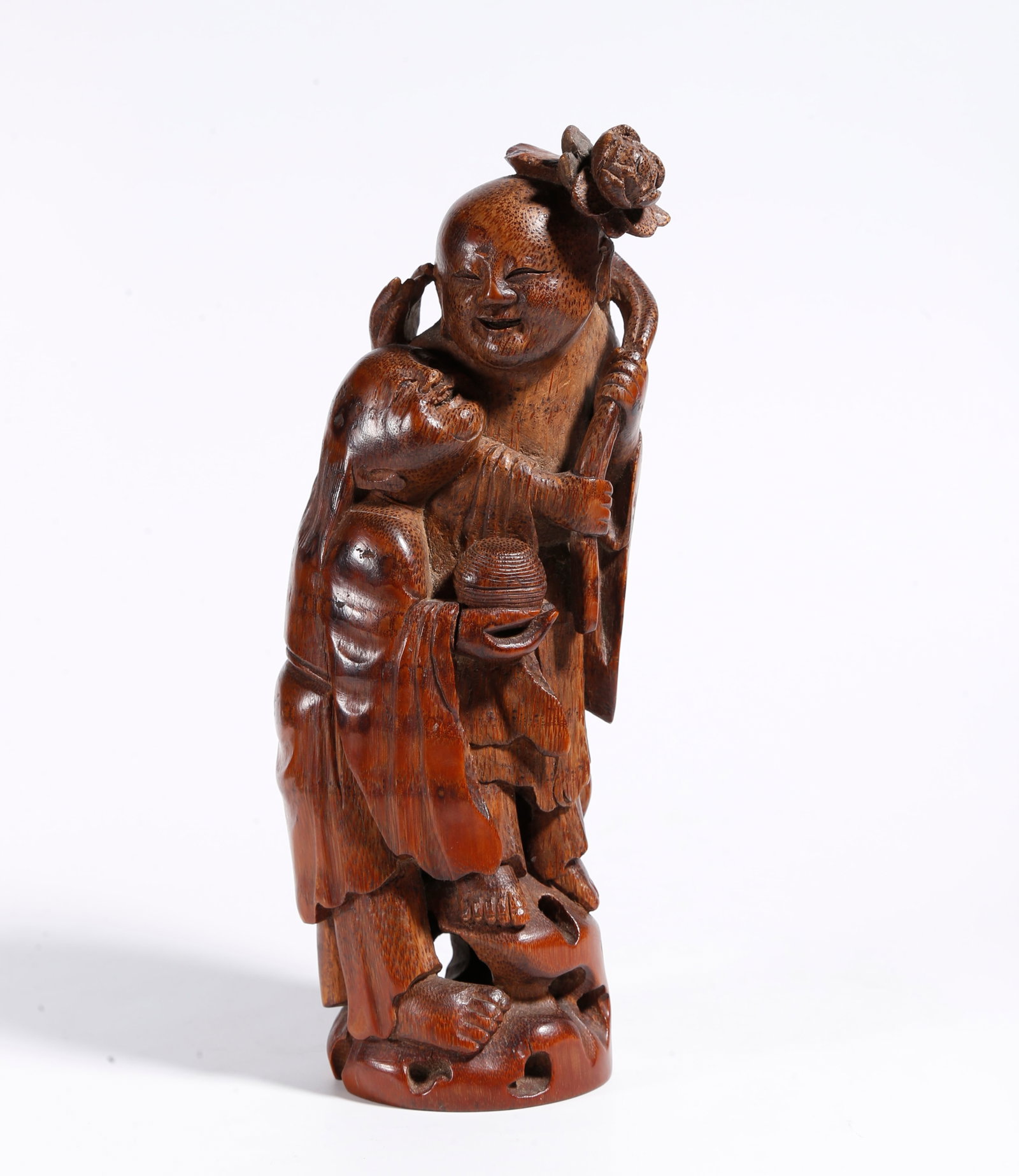 A BAMBOO CARVED STATUES OF HENG AND HA GENERALS (1 of 9)