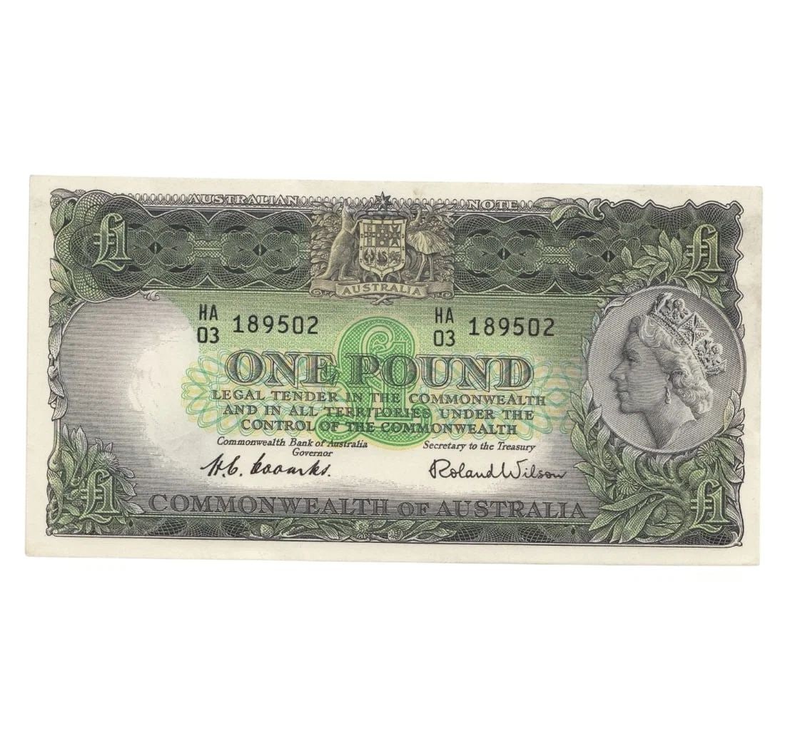 AUSTRALIA 'COOMBS - WILSON' COMMONWEALTH ?1 (1953), UNCIRCULATED OPQ: Australia 'Coombs - Wilson' Commonwealth ?1 (1953), Uncirculated OPQ