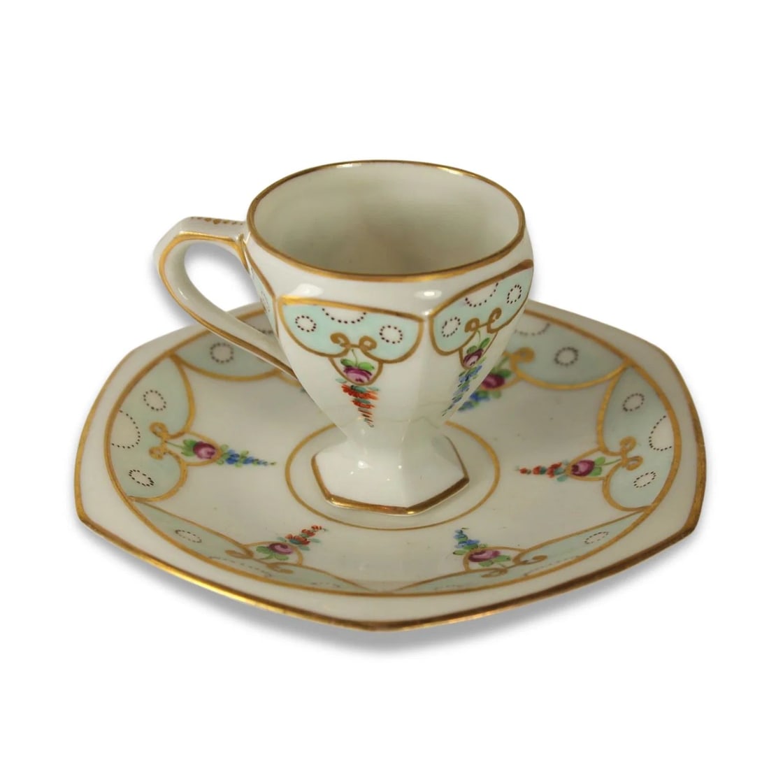 GERMAN DRESDEN COFFEE CUP WITH MATCHING SAUCER (1 of 3)
