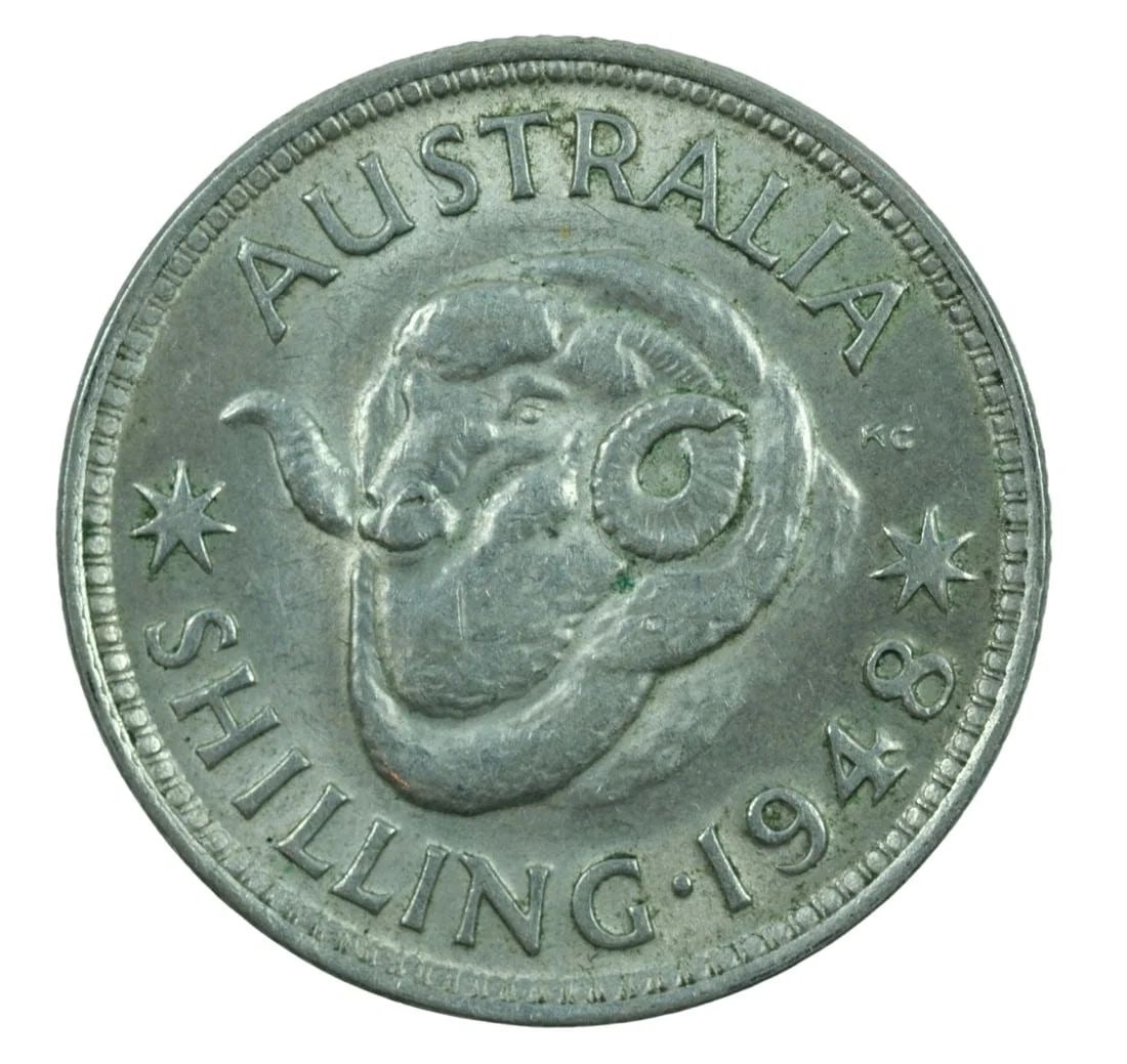 AUSTRALIA 1948 SILVER (500) SHILLING, UNCIRCULATED: Australia 1948 Silver (500) Shilling, Uncirculated