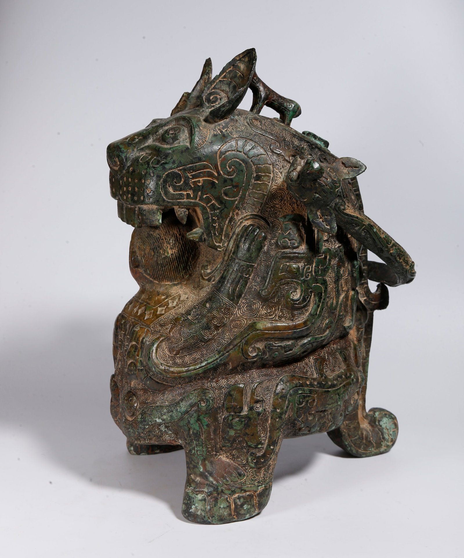 A BRONZE BEAST-SHAPED ZUN (1 of 11)