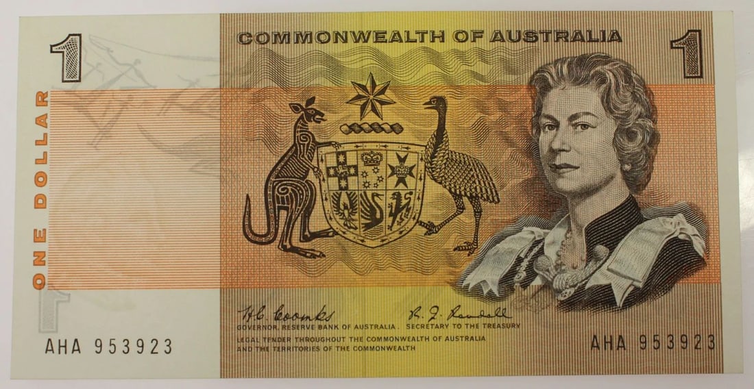 AUSTRALIA 'COOMBS- RANDALL' $1 (1968) ABOUT UNCIRCULATED OPQ: Renniks# 72 : Serial# AHA 953923ConditionO(riginal) P(aper) Q(uality)MediumCoins, Monies & StampsExhibitedPaper Money, Australia & New Zealand
