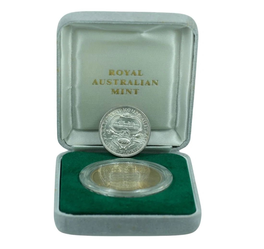 AUSTRALIA 1927 'PARLIAMENT' FLORIN, VIRTUALLY UNCIRCULATED & 1988 'PARLIAMENT' PROOF $5, FDC (1 of 3)