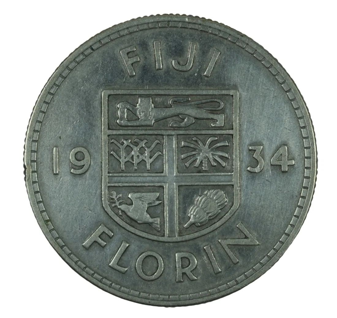 FIJI 1934 SILVER (500) FLORIN, VERY FINE: Fiji 1934 Silver (500) Florin, Very Fine
