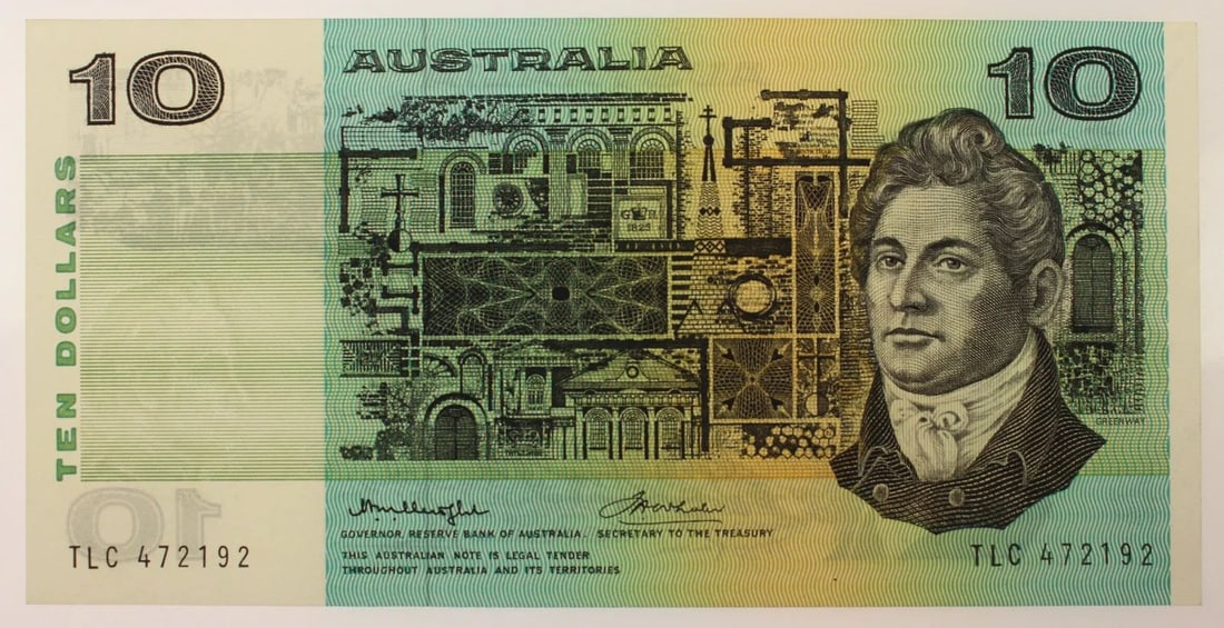 AUSTRALIA 'KNIGHT - WHEELER' SIDE $10 (1976), UNCIRCULATED OPQ: Renniks# 306b : Serial# TLC 472192ConditionO(riginal) P(aper) Q(uality)MediumCoins, Monies & StampsExhibitedPaper Money, Australia & New Zealand