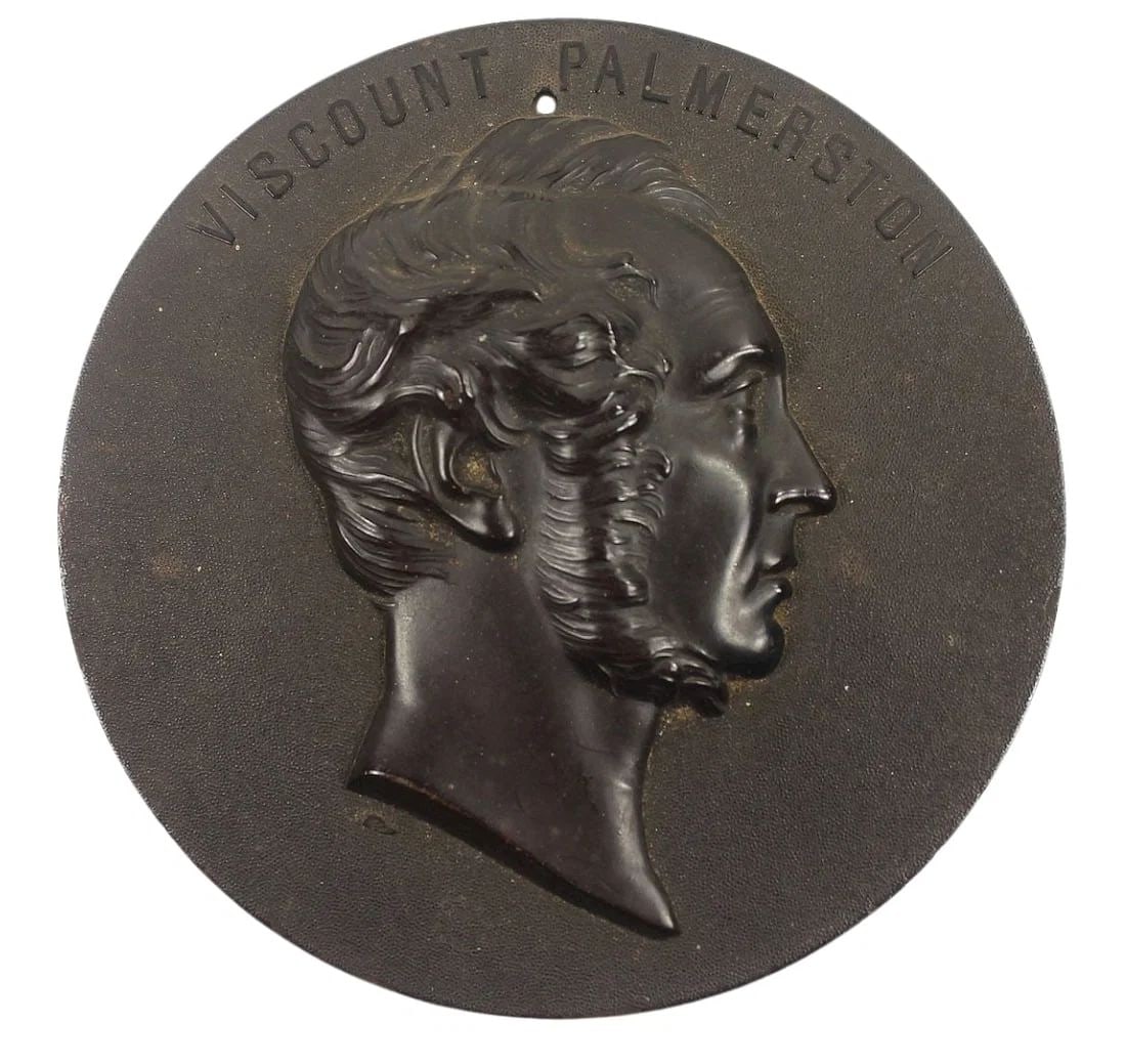 FRENCH BAKELITE PLAQUE OF VISCOUNT PALMERSTON BY BOIS DURCI: French Bakelite Plaque of Viscount Palmerston by Bois Durci