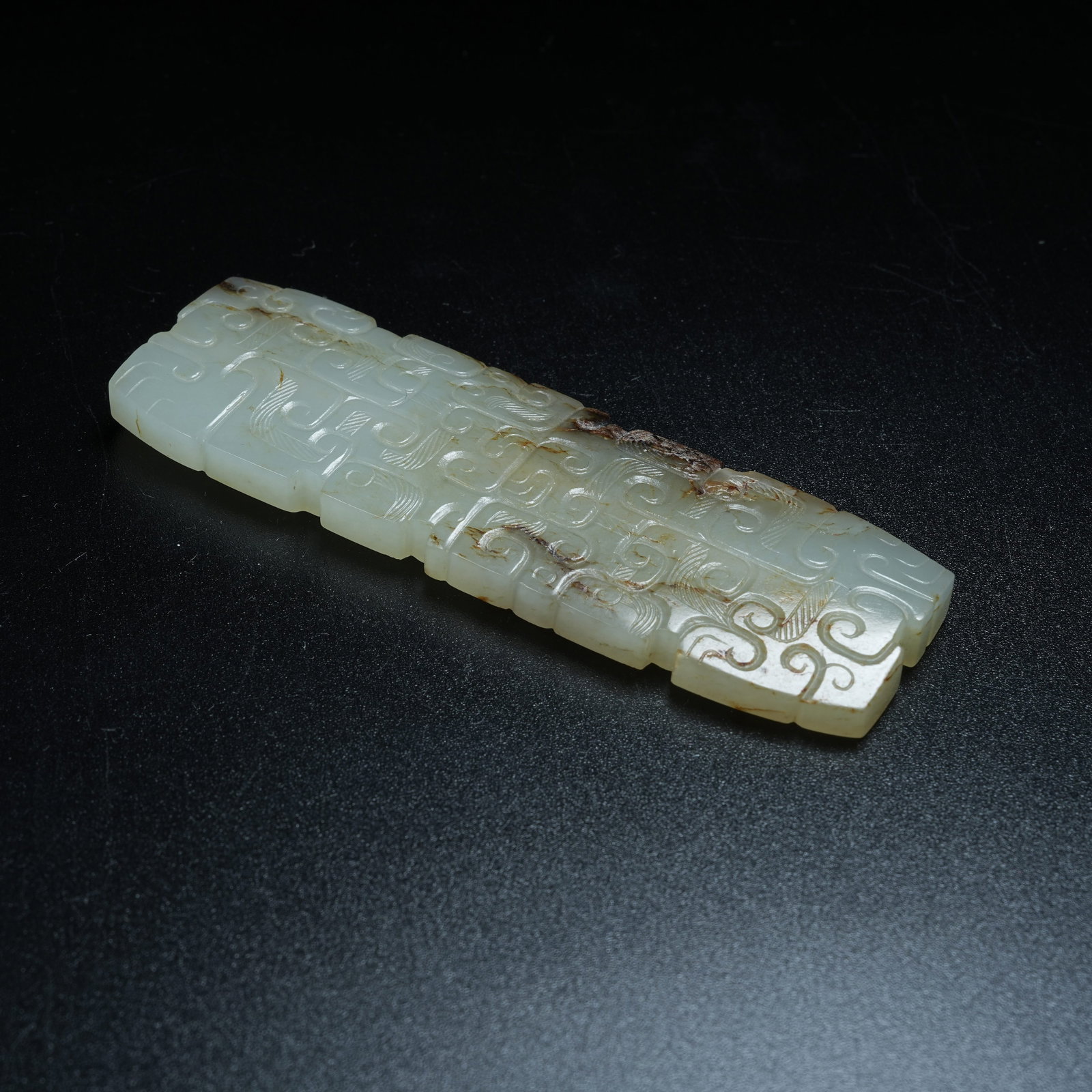 A ANCIENT JADE PENDANT WITH HOOKED CLOUD PATTERNS - 5