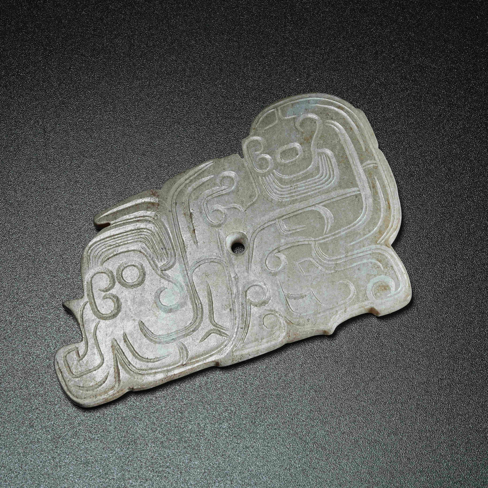 A ANCIENT JADE PENDANT WITH DRAGON PATTERNS: Ancient Jade Pendant with Dragon Patterns